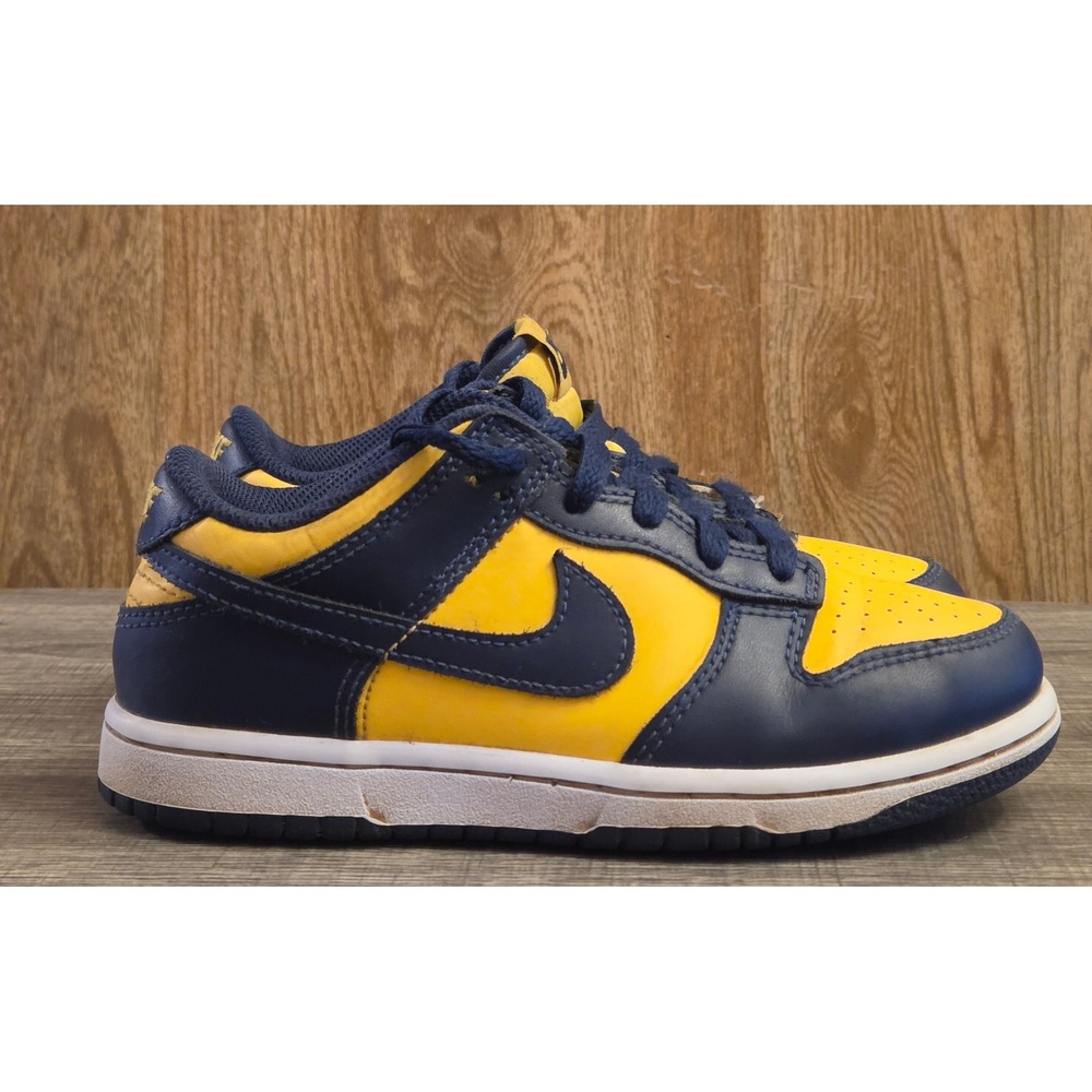 Nike Kids Dunk Low Top  Navy Blue and Yellow Sneakers Nike Shoes Size 1